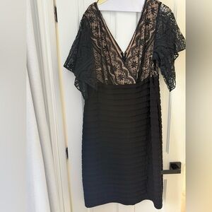 Adrianna Papell Black Lace Midi Dress